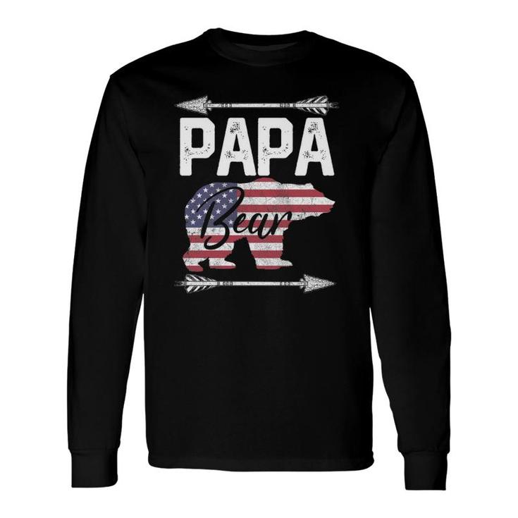 Father's Day Papa Bear Dad Grandpa Usa Flag July 4Th Long Sleeve T-Shirt T-Shirt