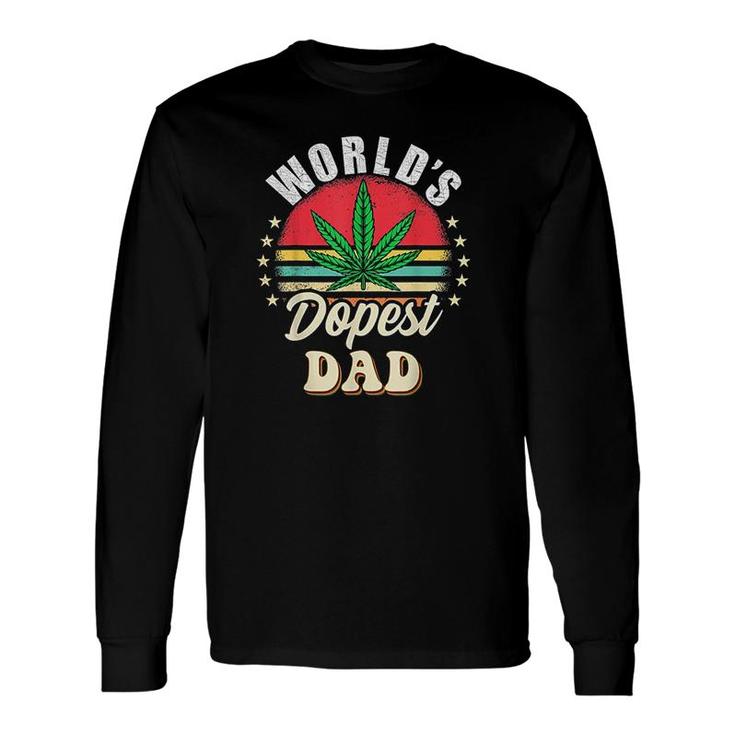 Fathers Day Star Weed Dad Vintage Worlds Dopest Dad Long Sleeve T-Shirt