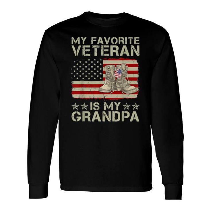 My Favorite Veteran Is My Grandpa Combat Boots American Flag Long Sleeve T-Shirt T-Shirt