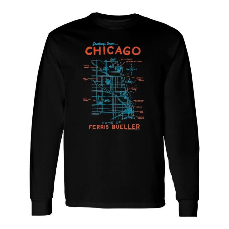 Ferris Bueller's Day Off Chicago Map Long Sleeve T-Shirt T-Shirt