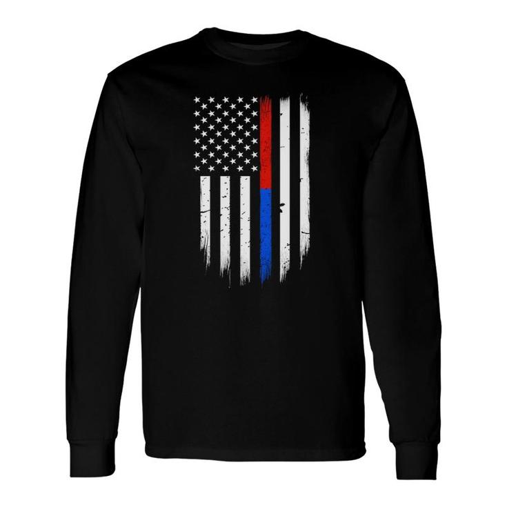 Firefighter Police Flag Thin Red Blue Line Long Sleeve T-Shirt T-Shirt