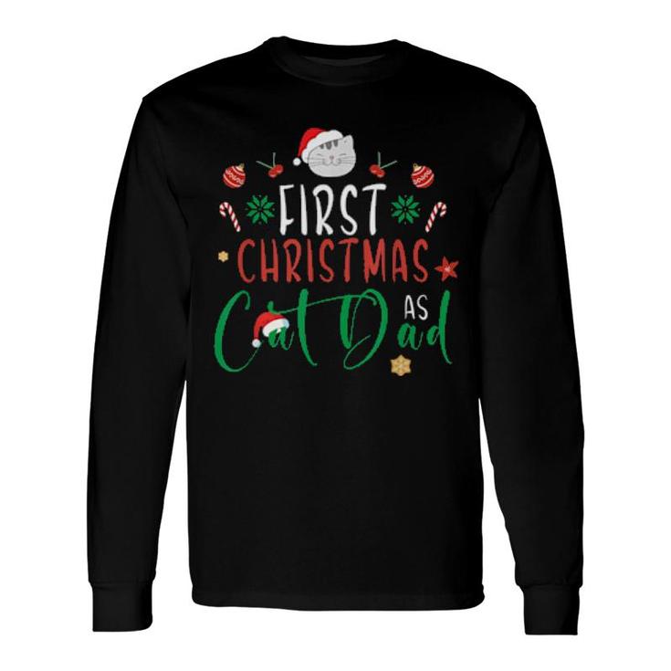 First Christmas As Cat Dad Pj's For Xmas Cat Owner Long Sleeve T-Shirt T-Shirt