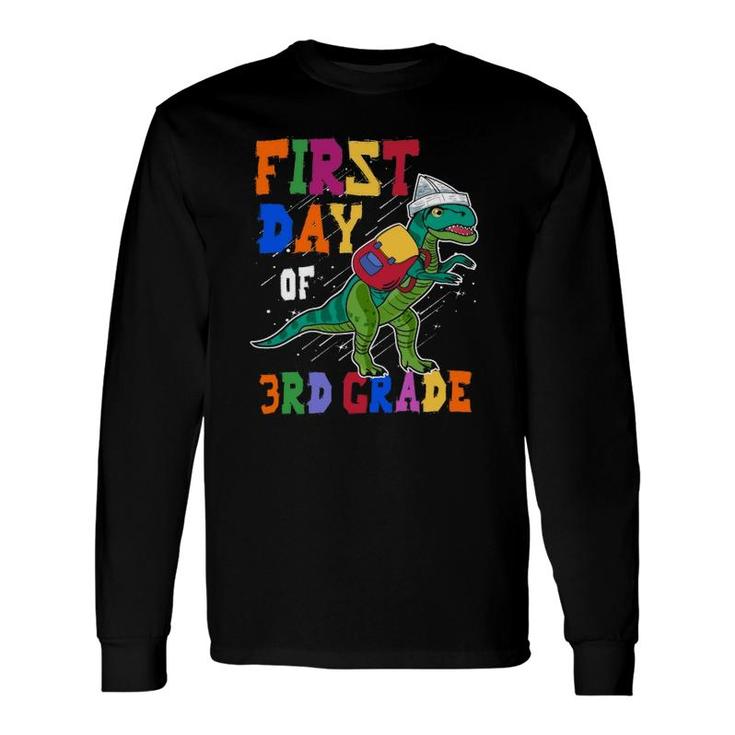 First Day Of 3Rd Graderex Dinosaur Back To School Backpack Paper Ship Long Sleeve T-Shirt T-Shirt