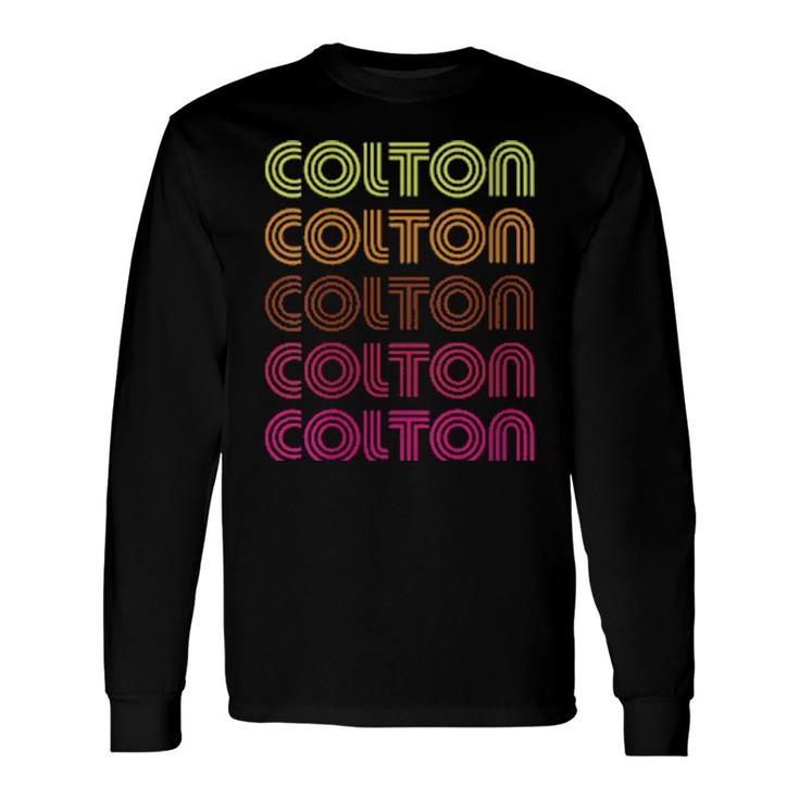 First Name Colton Funky Retro Vintage Disco Long Sleeve T-Shirt T-Shirt