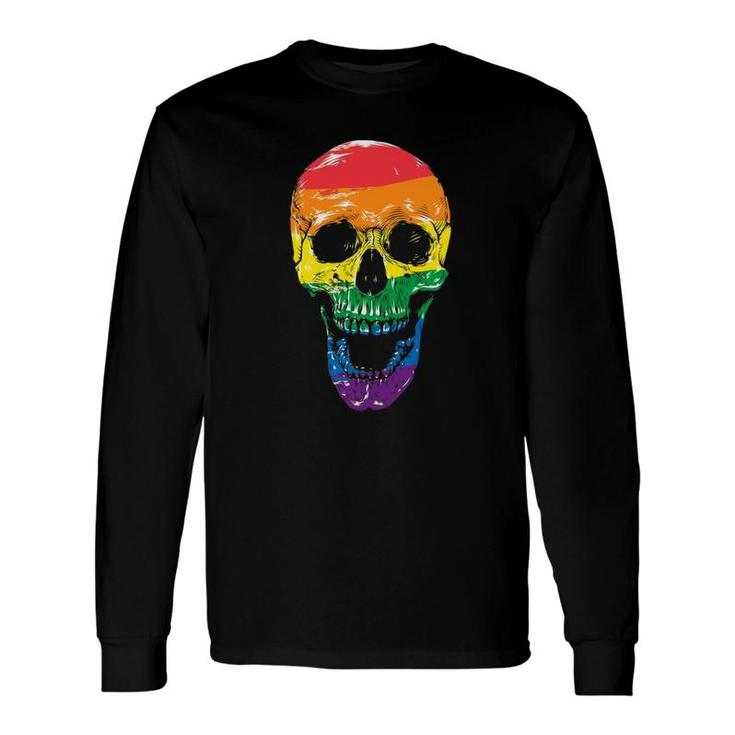 Flag Skull Halloween Gay Pride Month Lgbt Long Sleeve T-Shirt T-Shirt