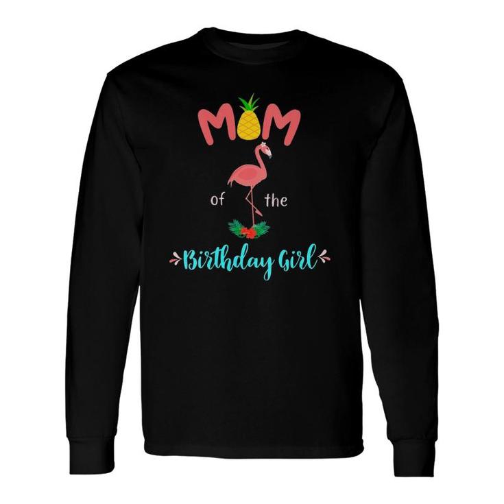 Flamingo Birthday Matching Mom Dad Group Outfit V-Neck Long Sleeve T-Shirt T-Shirt