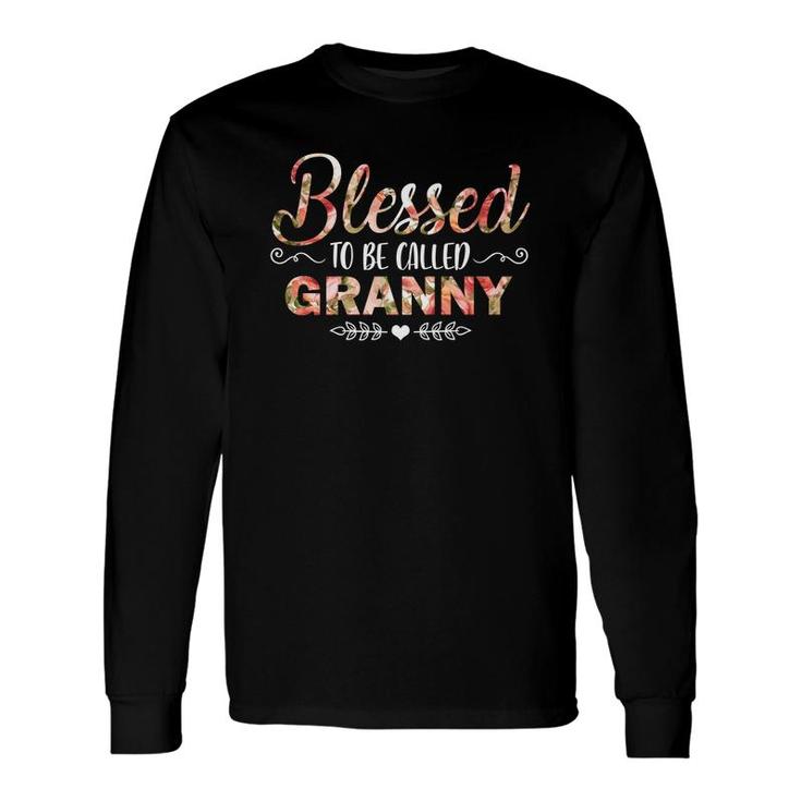 Flower Blessed To Be Called Granny Black Long Sleeve T-Shirt T-Shirt