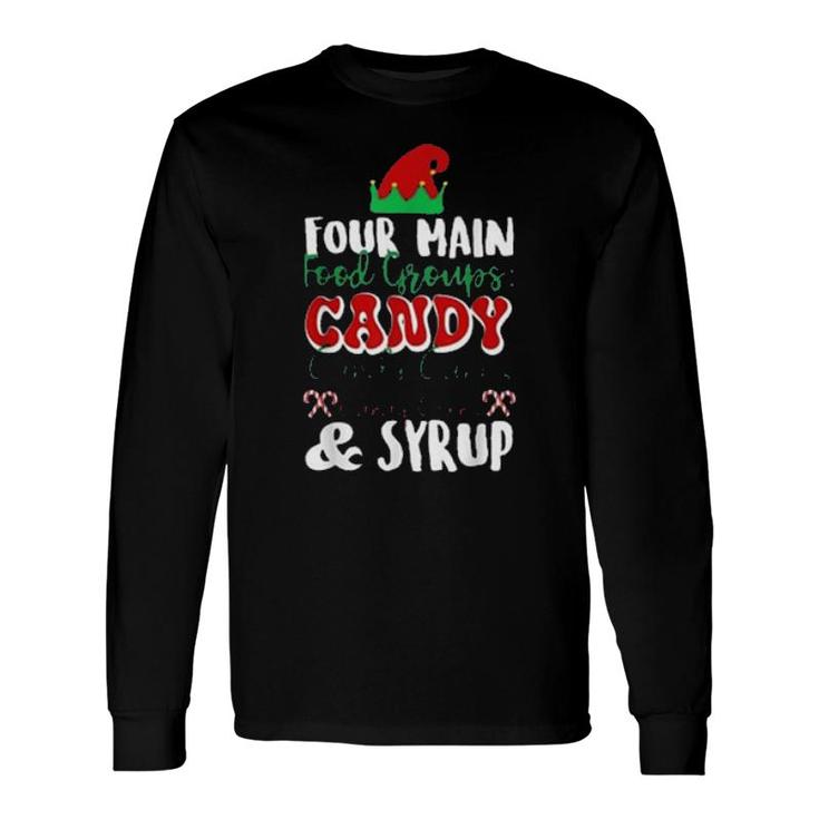 Four Main Food Groups Elf Buddy Christmas Pajama Xmas Tee Long Sleeve T-Shirt T-Shirt