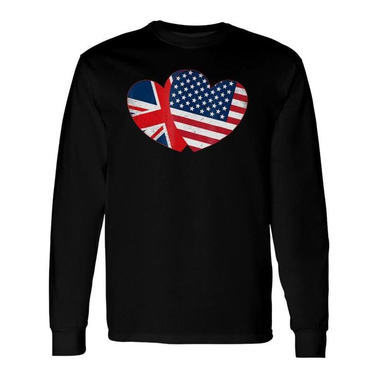 Fourth Of July S British American Flags Hearts Uk Usa Long Sleeve T-Shirt T-Shirt