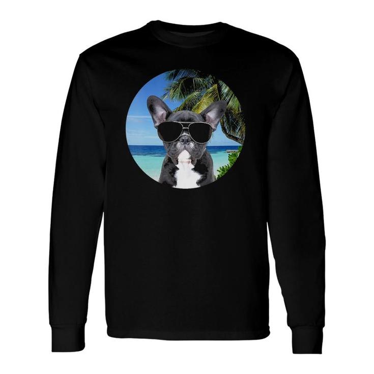 French Bulldog Frenchie Dog Lover Beach Tropical Cute Long Sleeve T-Shirt T-Shirt