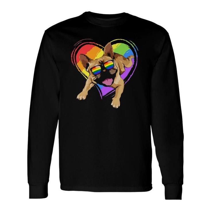French Bulldog Rainbow Heart Gay Pride Lgbt Long Sleeve T-Shirt T-Shirt