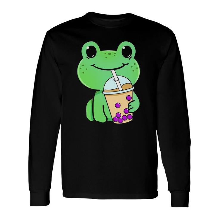 Frog Drinking Bubble Tea Long Sleeve T-Shirt T-Shirt