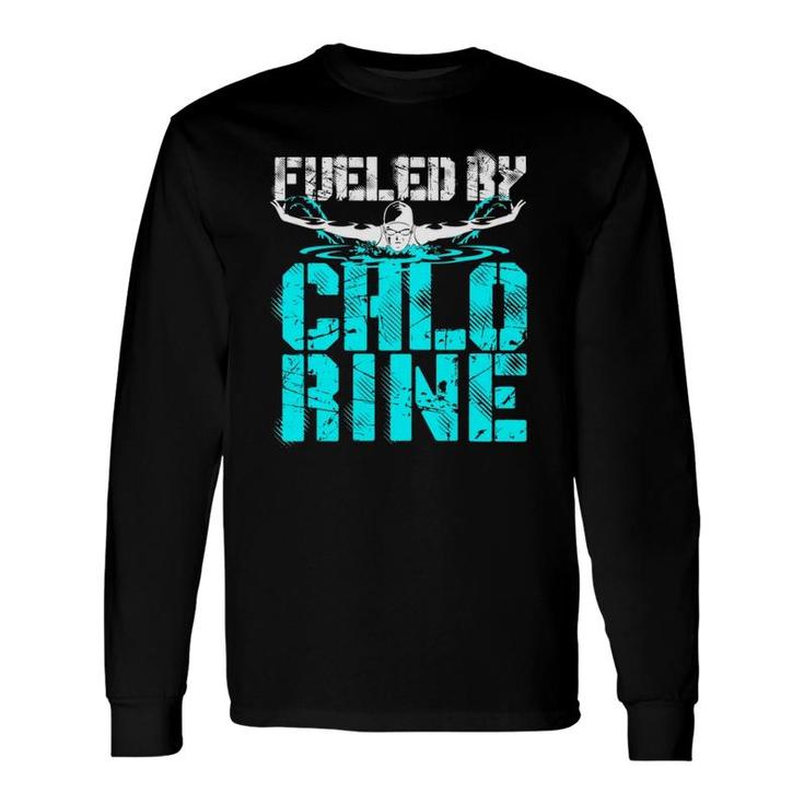 Fueled By Chlorine Swimming Swimmer Butterfly Long Sleeve T-Shirt T-Shirt
