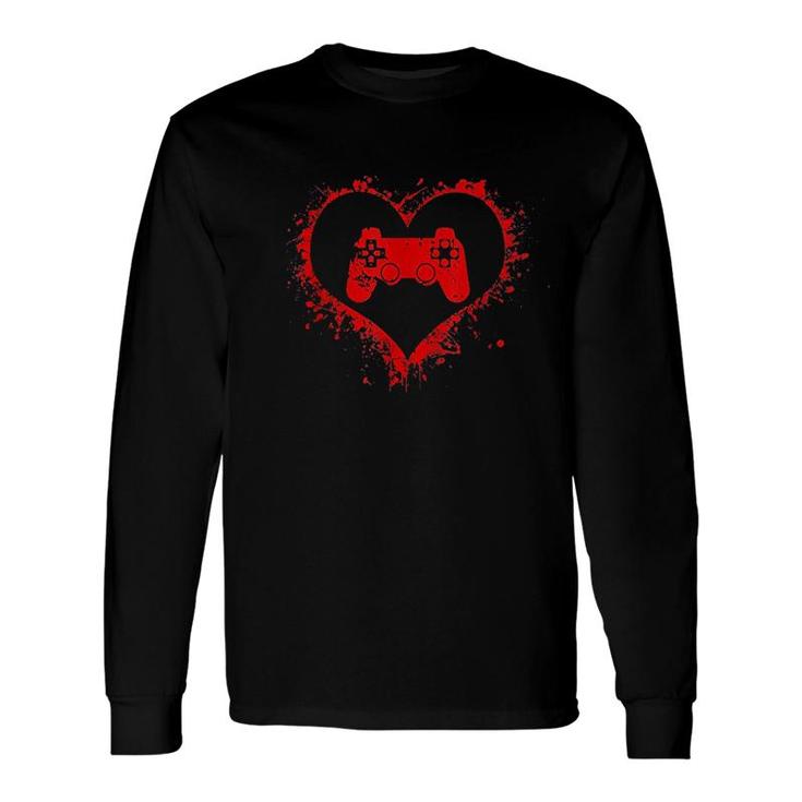 Gamer Heart Valentines Day Video Games Long Sleeve T-Shirt T-Shirt