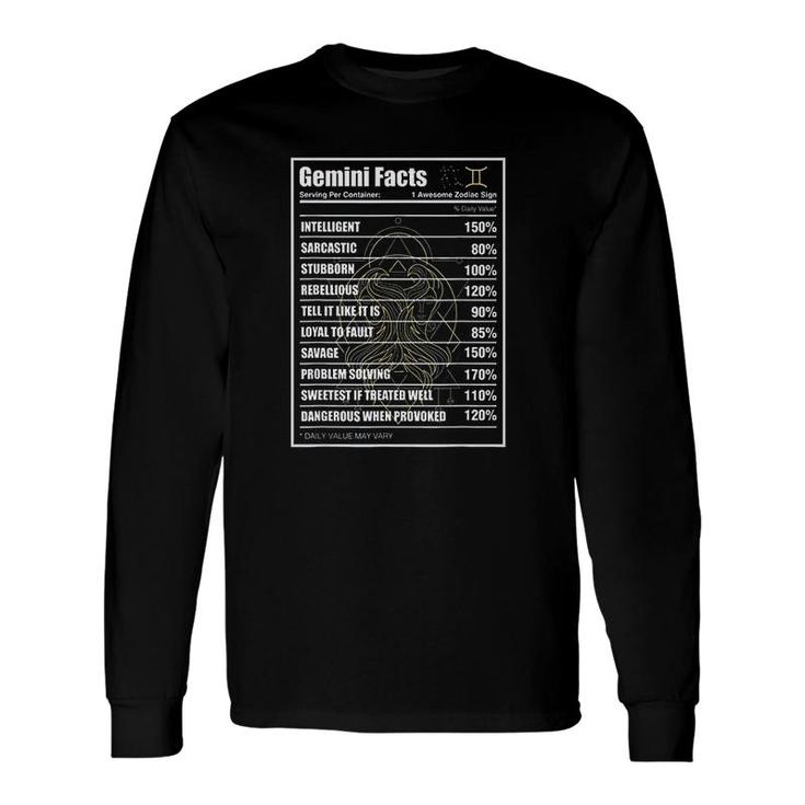 Gemini Facts Zodiac Sign Long Sleeve T-Shirt