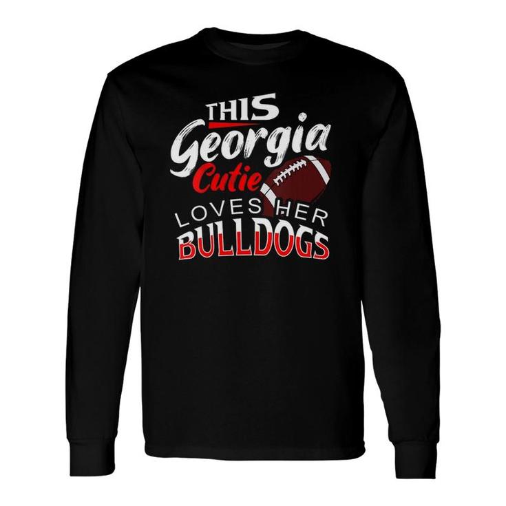 This Georgia Cutie Loves Her Bulldogs Sports Fan V Neck Long Sleeve T-Shirt