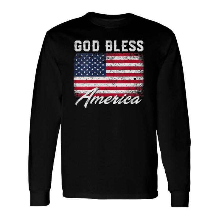 God Bless America Usa Flag 4Th Of July Patriotic V-Neck Long Sleeve T-Shirt T-Shirt