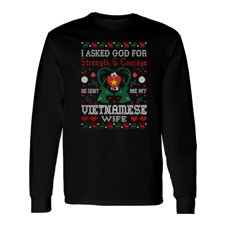 God Sent Vietnamese Wife Christmas Ugly Sweater Sweatshirt Long Sleeve T-Shirt