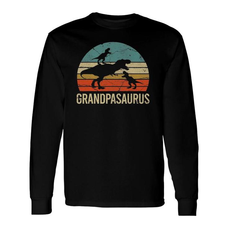 Grandpa Dinosaur Grandpasaurus 2 Two Grandkids Long Sleeve T-Shirt T-Shirt
