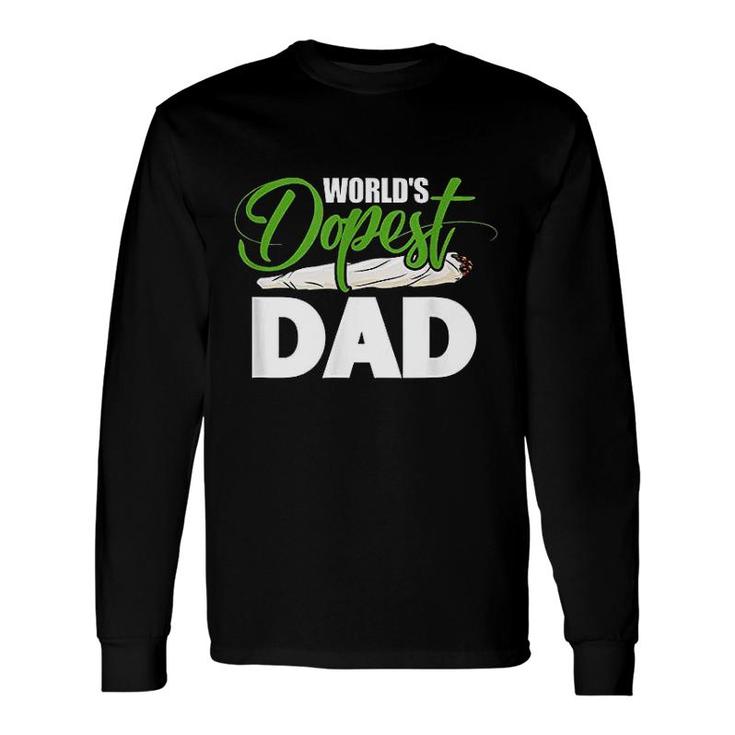 Green White Worlds Dopest Dad Cannabis Marijuana Weed Fathers Day Long Sleeve T-Shirt