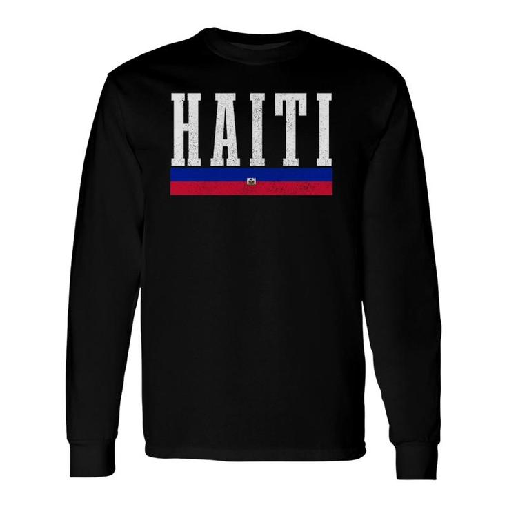 Haiti Haitian Flag Pride Vintage Haiti Long Sleeve T-Shirt
