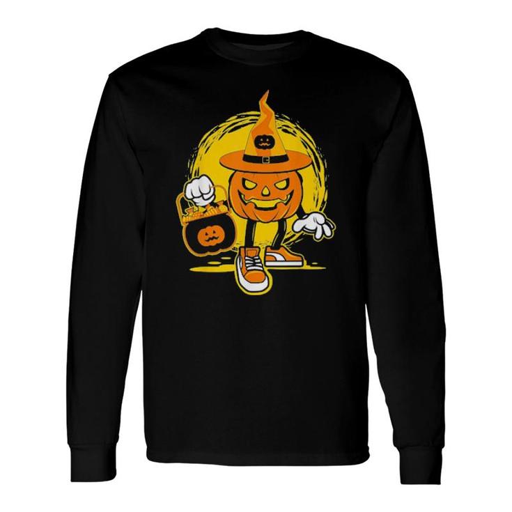 Halloween Pumpkin Game Character With Candies Long Sleeve T-Shirt T-Shirt