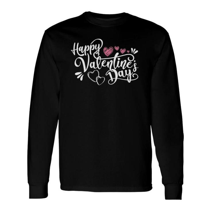 Happy Valentine's Day Lovely Handwritten Lettering Long Sleeve T-Shirt T-Shirt