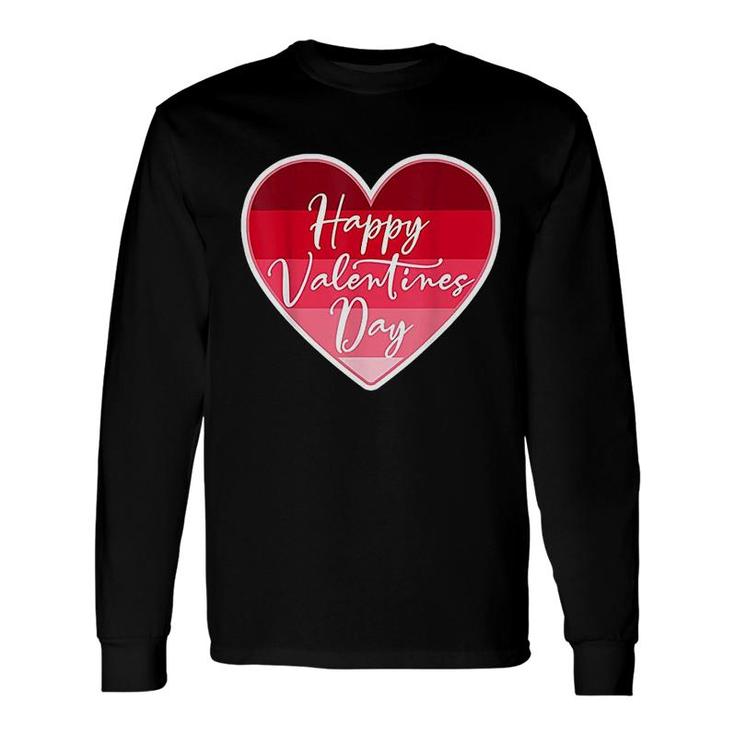 Happy Valentines Day Red Heart Graphic Long Sleeve T-Shirt