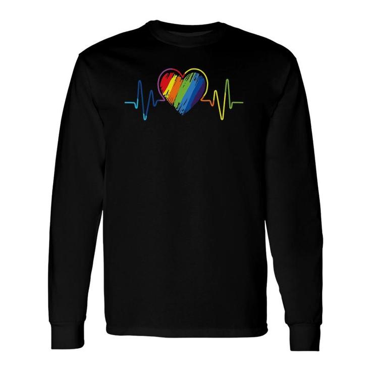 Heartbeat Rainbow Lgbt Love Is Love Gay Pride Long Sleeve T-Shirt T-Shirt