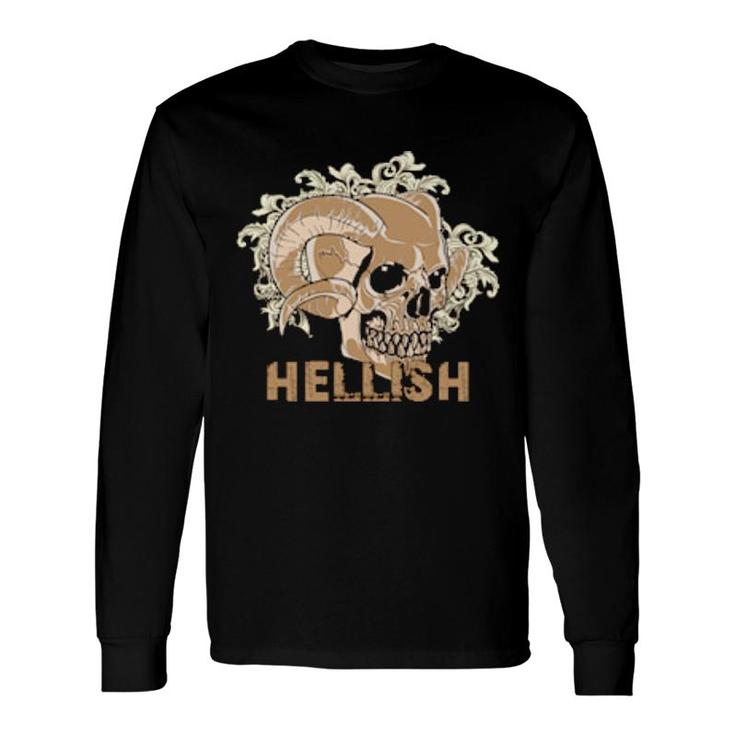 Hellish Brown Skull Head With Pattern Long Sleeve T-Shirt T-Shirt