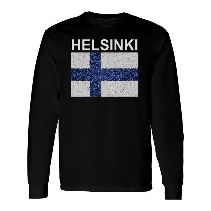 Helsinki Finland Flag Artistic Finnish Long Sleeve T-Shirt