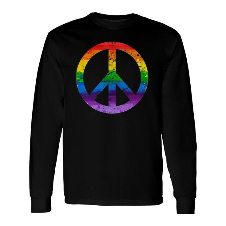 Hippie Peace Sign Lgbt Flag Rainbow Pride Gay Lesbian Flags Long Sleeve T-Shirt T-Shirt