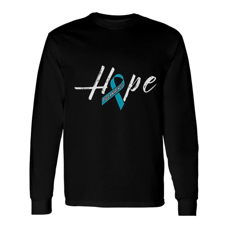 Hope Teal Ribbon Ptsd Awareness Outfit Idea Long Sleeve T-Shirt T-Shirt