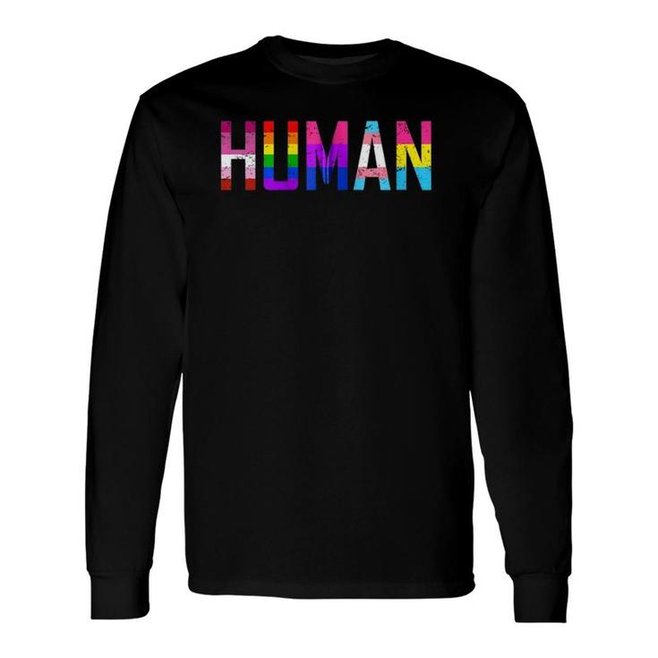 Human Flag Lgb Gay Pride Month Transgender Zip Long Sleeve T-Shirt T-Shirt