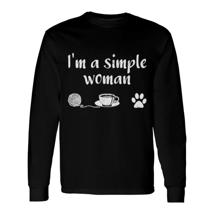 I'm A Simple Loves Knitting Coffee Dog Cat Paw Long Sleeve T-Shirt T-Shirt