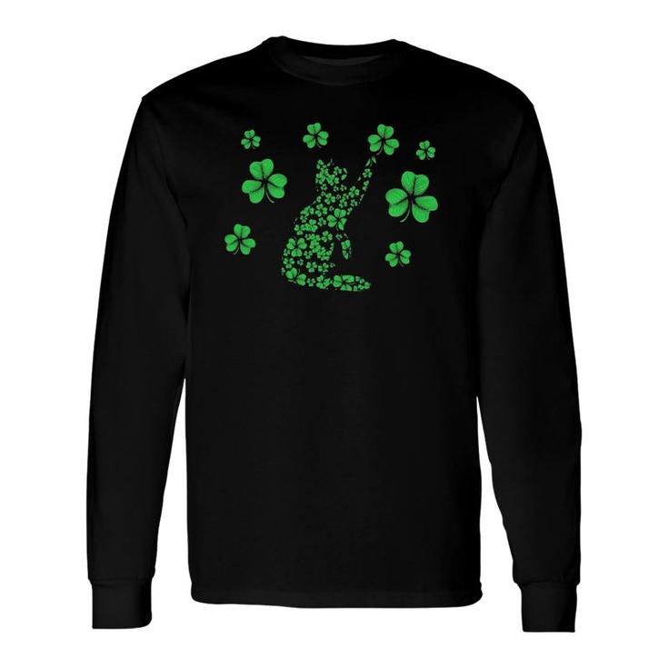 Irish Cat Kitten Lover St Patrick's Day Shamrock Kitty Long Sleeve T-Shirt T-Shirt