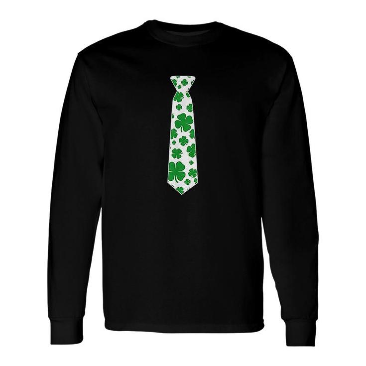 Irish Shamrock Clover Tie Adult St Patricks Day Long Sleeve T-Shirt