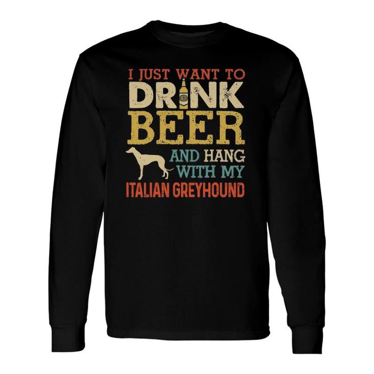 Italian Greyhound Dad Drink Beer Hang With Dog Vintage Long Sleeve T-Shirt T-Shirt