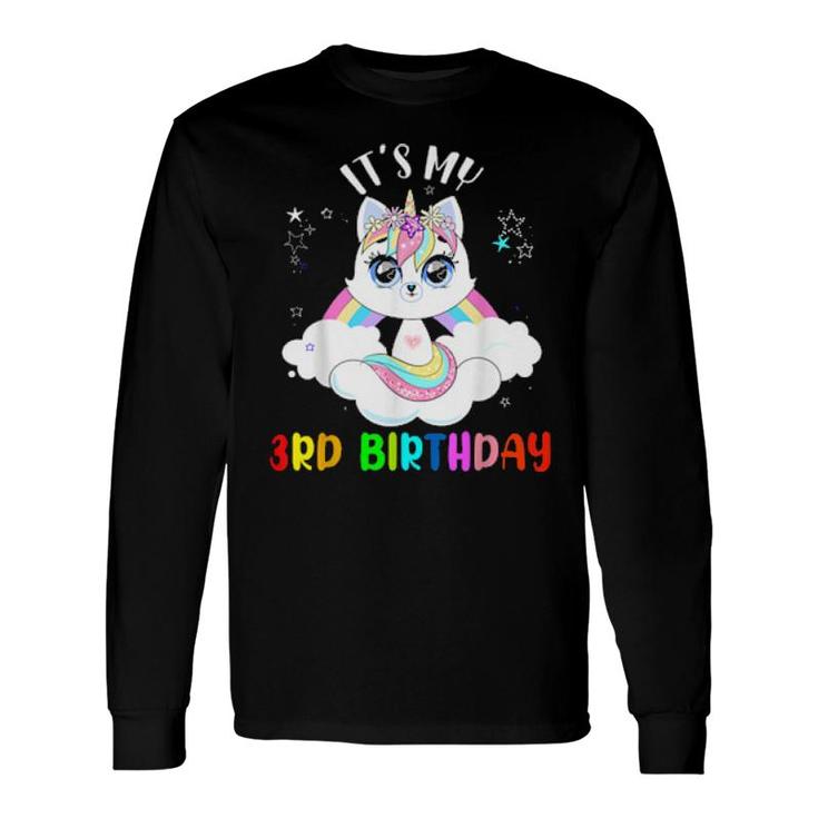 It's My 3Rd Birthday Cute Rainbow Unicorn Cat Toddler Long Sleeve T-Shirt T-Shirt