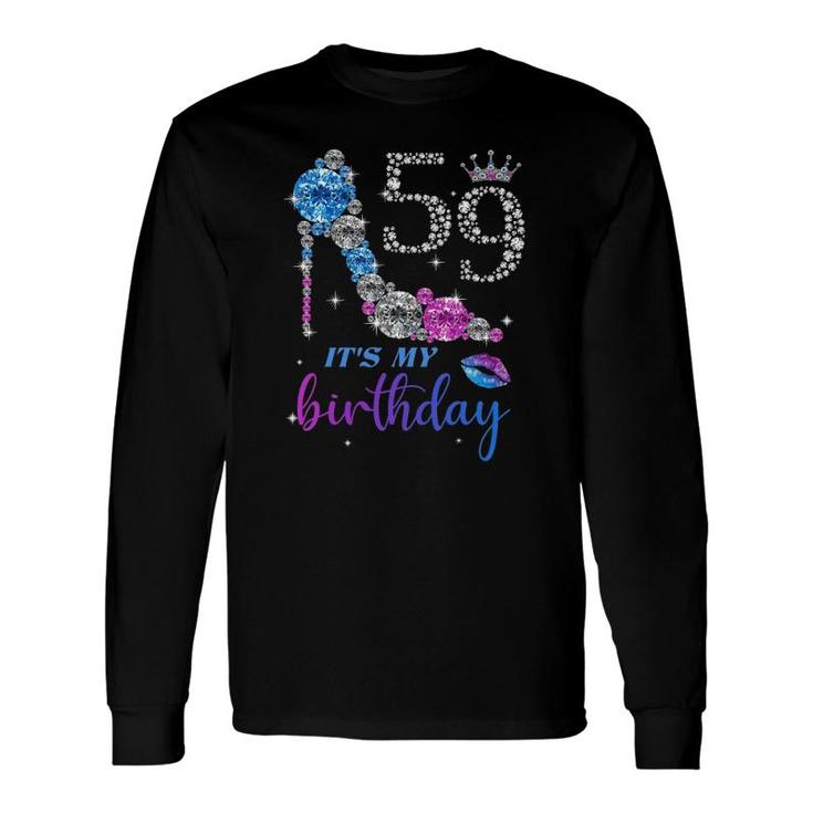 It's My 59Th Purple Shoe Crown Happy 59Th Birthday Long Sleeve T-Shirt T-Shirt