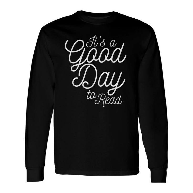 It's A Good Day To Read Reading Themed Matching Icons Slogan V-Neck Long Sleeve T-Shirt T-Shirt