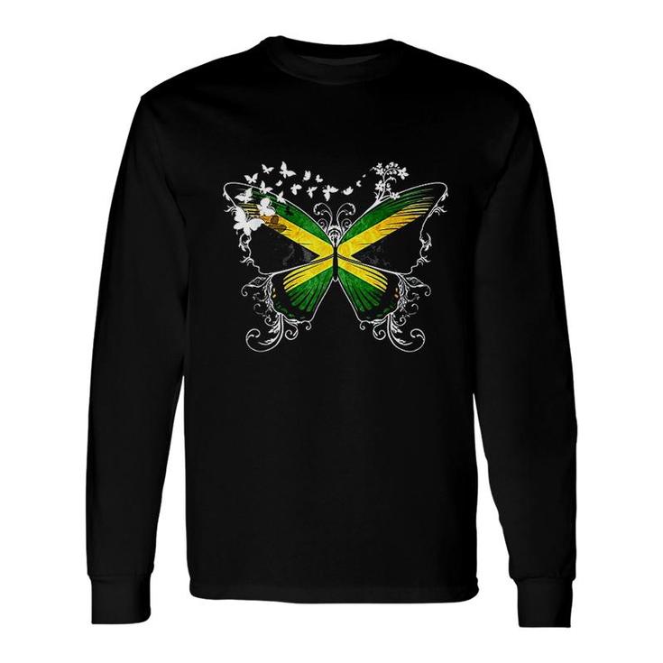 Jamaica Flag Butterfly Long Sleeve T-Shirt