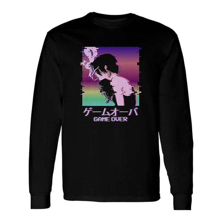 Japanese Vaporwave Aesthetic Egirl Eboy Sad Anime Girl Game Over Indie Aesthetic Long Sleeve T-Shirt