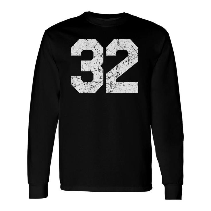 Jersey Uniform Number 32 Athletic Style Sports Back Graphic Long Sleeve T-Shirt T-Shirt
