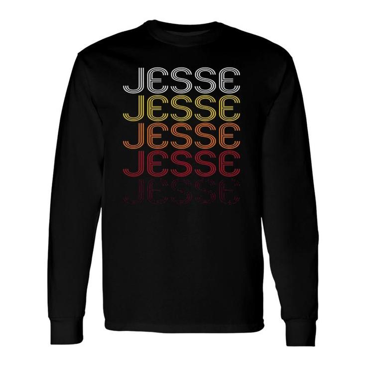 Jesse Retro Wordmark Pattern Vintage Style Long Sleeve T-Shirt