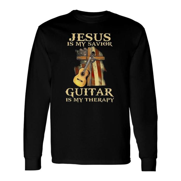 Jesus Is My Savior Guitar Is My Therapy Long Sleeve T-Shirt T-Shirt