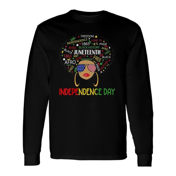 Juneteenth Is My Independence Day Black 4Th Of July V-Neck Long Sleeve T-Shirt T-Shirt