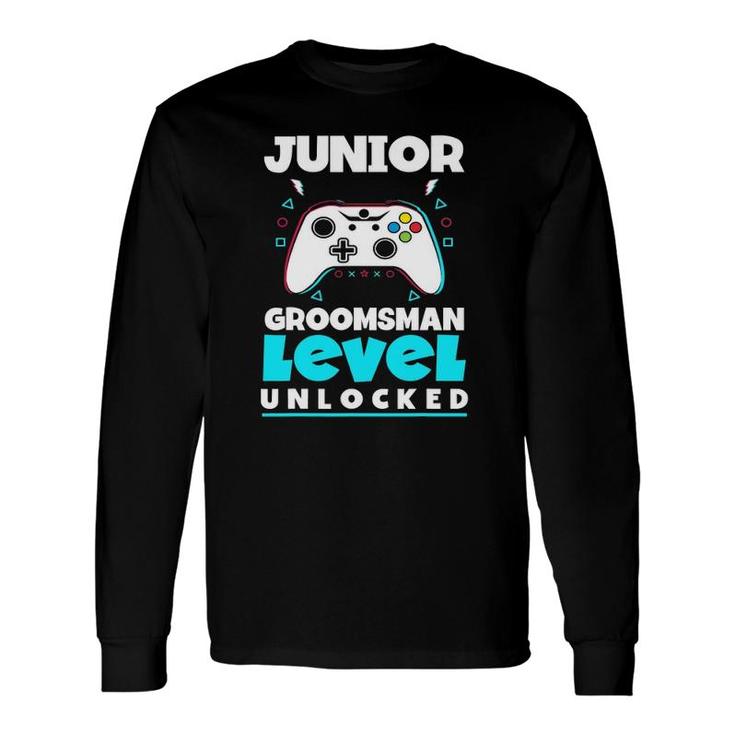 Junior Groomsman Level Unlocked Gaming Party Awesome Cute Long Sleeve T-Shirt T-Shirt