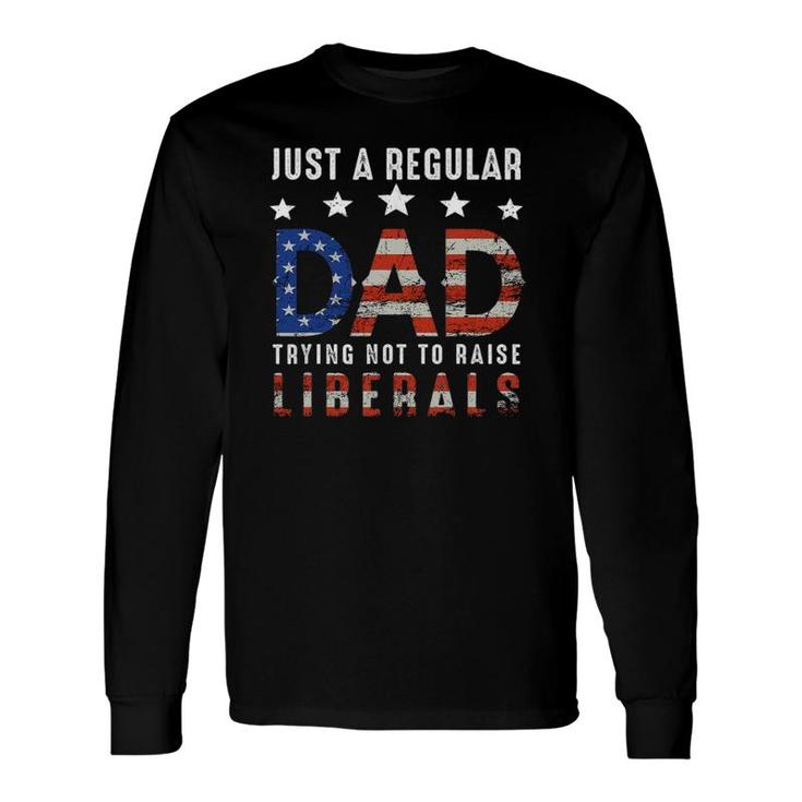 Just A Regular Dad Trying Not To Raise Liberals Us Flag Long Sleeve T-Shirt T-Shirt