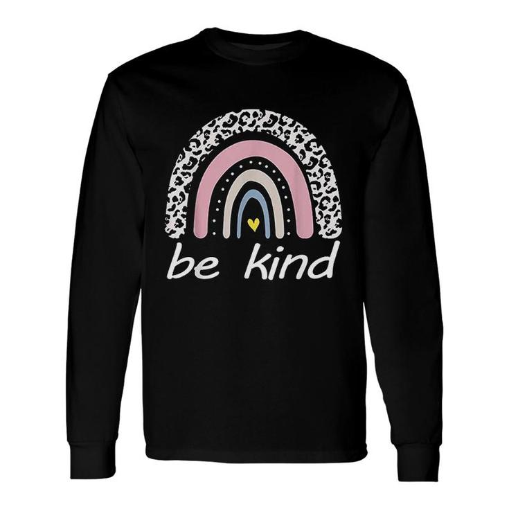 Be Kind Cute Graphic Leopard Rainbow Girls Long Sleeve T-Shirt